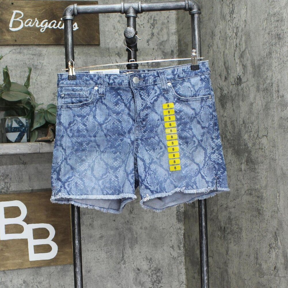 NWT Seven7 Womens 5" Inseam Denim Weekend Shorts MY3342SL 8 Python Indigo Blue